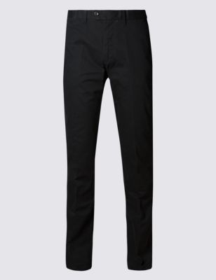 Pure Cotton Slim Fit Flat Front Chinos